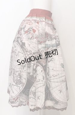 画像2: axes femme NOSTALGIE / ヴィンテージマップ柄 スカート  アカ系 O-25-07-23-055-AX-SK-IG-OS