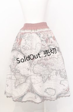 画像3: axes femme NOSTALGIE / ヴィンテージマップ柄 スカート  アカ系 O-25-07-23-055-AX-SK-IG-OS
