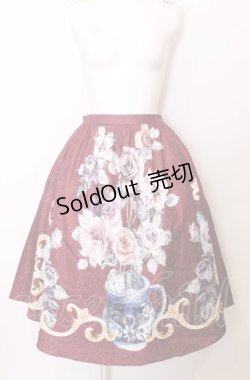 画像1: axes femme NOSTALGIE / フラワーベース柄ミディスカート アカ系 O-25-07-23-056-AX-SK-IG-ZT460