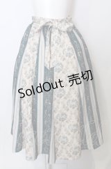 axes femme / オーナメント×花柄切替スカート  オフ×グリーン O-25-07-23-058-AX-SK-IG-ZT508