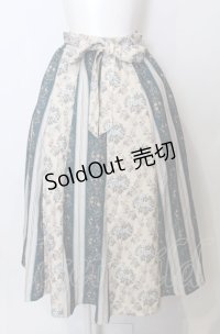 axes femme / オーナメント×花柄切替スカート  オフ×グリーン O-25-07-23-058-AX-SK-IG-ZT508