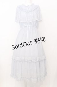 axes femme / ヴィンテージ風サマードレス  サックス O-25-07-23-060-AX-OP-IG-OS