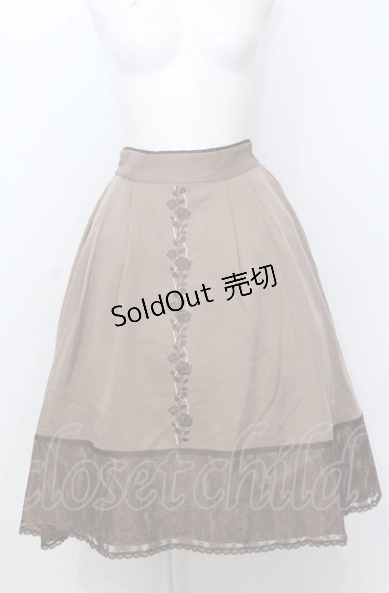 画像1: axes femme / 薔薇刺繍バイカラースカート　Free  ブラウン O-25-07-23-062-AX-SK-IG-ZH (1)