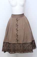 画像1: axes femme / 薔薇刺繍バイカラースカート  ブラウン O-25-07-23-062-AX-SK-IG-ZT508 (1)