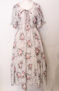 axes femme / ミルフィーユローズ柄ワンピース  オフ O-25-07-23-065-AX-OP-IG-ZT262