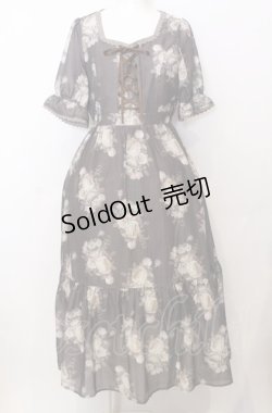 画像1: axes femme / ミルフィーユローズ柄ワンピース  ブラウン O-25-07-23-066-AX-OP-IG-OS