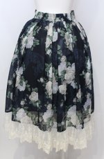 画像3: axes femme / ラフィネローズ柄タックスカート  ネイビー O-25-07-23-067-AX-SK-IG-ZT508 (3)
