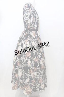 画像3: axes femme NOSTALGIE / 絵画風ローズ柄ワンピース  クロ O-25-07-23-071-AX-OP-IG-OS