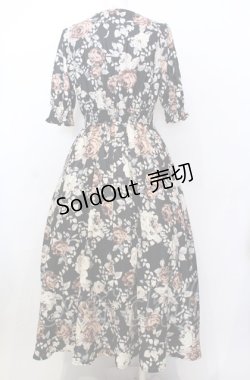画像4: axes femme NOSTALGIE / 絵画風ローズ柄ワンピース  クロ O-25-07-23-071-AX-OP-IG-OS