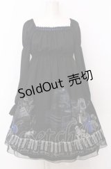 Moi-meme-Moitie / チェンバロ三重奏プリントシフォンワンピース 2 ブラック×ブルー O-25-07-23-024-MO-OP-IG-OS