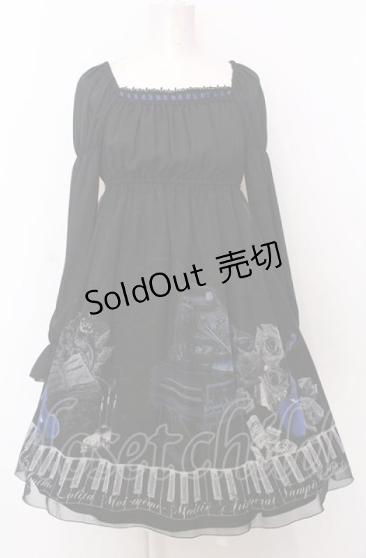 画像1: Moi-meme-Moitie / チェンバロ三重奏プリントシフォンワンピース 2 ブラック×ブルー O-25-07-23-024-MO-OP-IG-OS (1)