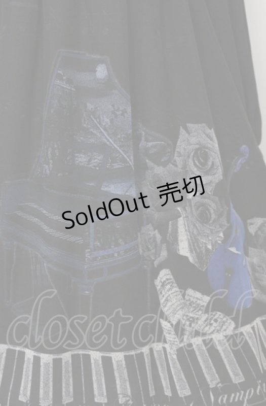 画像2: Moi-meme-Moitie / チェンバロ三重奏プリントシフォンワンピース 2 ブラック×ブルー O-25-07-23-024-MO-OP-IG-OS (2)