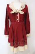 axes femme / 刺繍入りセーラーワンピース M ワイン O-25-07-24-031-AX-OP-OW-OS