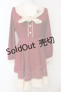 axes femme / 刺繍入りセーラーワンピース M ワイン O-25-07-24-031-AX-OP-OW-OS