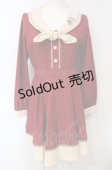 axes femme / 刺繍入りセーラーワンピース M ワイン O-25-07-24-031-AX-OP-OW-OS