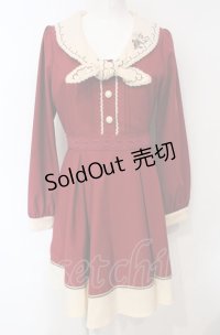 axes femme / 刺繍入りセーラーワンピース M ワイン O-25-07-24-031-AX-OP-OW-OS