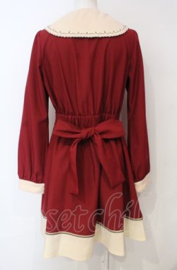画像3: axes femme / 刺繍入りセーラーワンピース M ワイン O-25-07-24-031-AX-OP-OW-OS