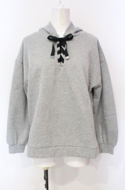 画像1: axes femme / レースアップパーカープルオーバー F グレー O-25-07-24-032-AX-TO-OW-OS