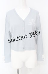 axes femme / クロス刺繍ショートニットカーディガン F サックス O-25-07-24-037-AX-TO-OW-OS