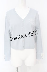 axes femme / クロス刺繍ショートニットカーディガン F サックス O-25-07-24-037-AX-TO-OW-OS