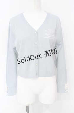 画像1: axes femme / クロス刺繍ショートニットカーディガン F サックス O-25-07-24-037-AX-TO-OW-OS