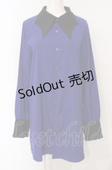 Moi-meme-Moitie / 蝙蝠カラーブラウス(Men)  ブルー O-25-07-24-043-MO-BL-IG-OS