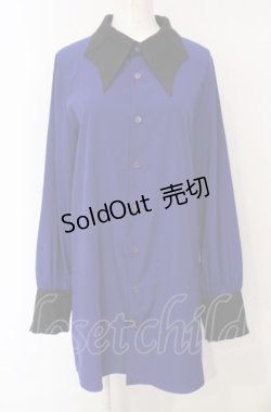 画像1: Moi-meme-Moitie / 蝙蝠カラーブラウス(Men)  ブルー O-25-07-24-043-MO-BL-IG-OS