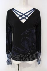 Qutie Frash / クロスインナーT  ブルー×ブラック O-25-07-24-045-QU-TO-IG-OS