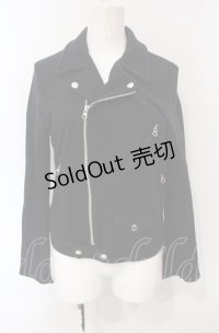 Jane Marple Dans Le Salon / コットンライダースジャケット M クロ O-25-07-24-048-JM-JA-IG-ZT468