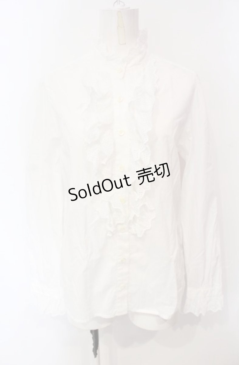 画像1: Jane Marple / コットンレーススタンドネックブラウス m シロ O-25-07-24-049-JM-BL-IG-OS (1)