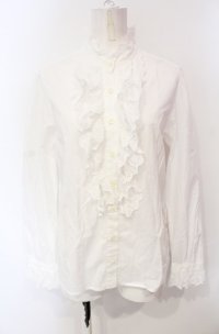Jane Marple / コットンレーススタンドネックブラウス m シロ O-25-07-24-049-JM-BL-IG-OS
