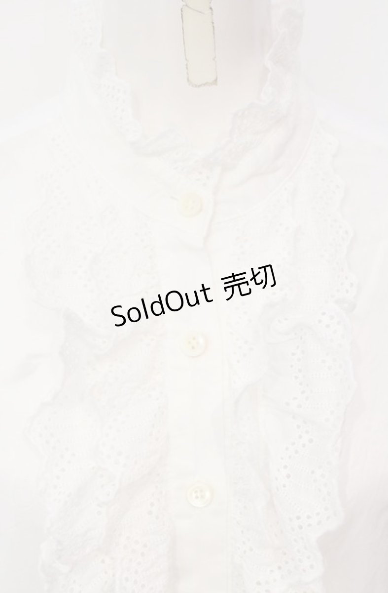 画像2: Jane Marple / コットンレーススタンドネックブラウス m シロ O-25-07-24-049-JM-BL-IG-OS (2)