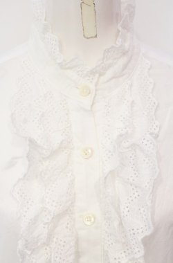 画像2: Jane Marple / コットンレーススタンドネックブラウス m シロ O-25-07-24-049-JM-BL-IG-OS