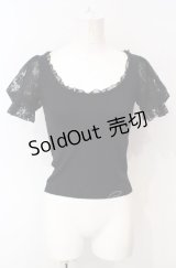 JESUS DIAMANTE / パフスリーブニット切り替えインナートップス  クロ O-25-07-24-056-JE-TO-IG-OS