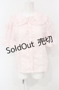 Chalmiere / トーションレース丸襟半袖ブラウス M ピンク O-25-07-24-058-LO-BL-OW-OS