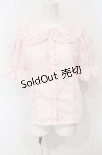 Chalmiere / トーションレース丸襟半袖ブラウス M ピンク O-25-07-24-058-LO-BL-OW-OS