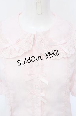 画像2: Chalmiere / トーションレース丸襟半袖ブラウス M ピンク O-25-07-24-058-LO-BL-OW-OS
