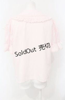 画像4: Chalmiere / トーションレース丸襟半袖ブラウス M ピンク O-25-07-24-058-LO-BL-OW-OS
