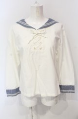 Fi.n.t / セーラーブラウス  オフ×ブルー O-25-07-24-061-CA-BL-IG-OS