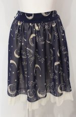 画像1: Fi.n.t / MOONプリントスカート  ネイビー×アイボリー O-25-07-24-062-CA-SK-IG-ZT133 (1)