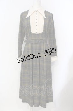 画像1: an another angelus / クレリックヨーク切替チェックワンピース  グレー×イエロー O-25-07-24-064-CA-OP-IG-OS