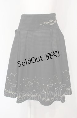 画像1: Amavel / 星座刺繍入り　チェック柄BACKリボンスカート  クロ O-25-07-24-067-CA-SK-IG-OS