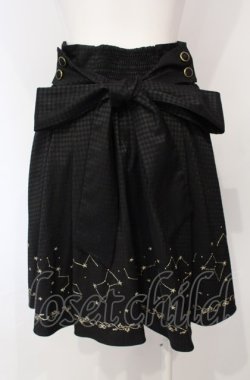 画像3: Amavel / 星座刺繍入り　チェック柄BACKリボンスカート  クロ O-25-07-24-067-CA-SK-IG-OS
