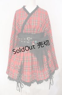 To Alice / タータンチェックセパレート浴衣  アカ O-25-07-24-011-LO-OP-IG-OS