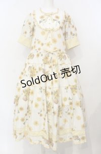 PINK HOUSE / ひまわりプリントワンピース M（93cm丈） アイボリー×イエロー O-25-07-24-017-LO-OP-IG-OS