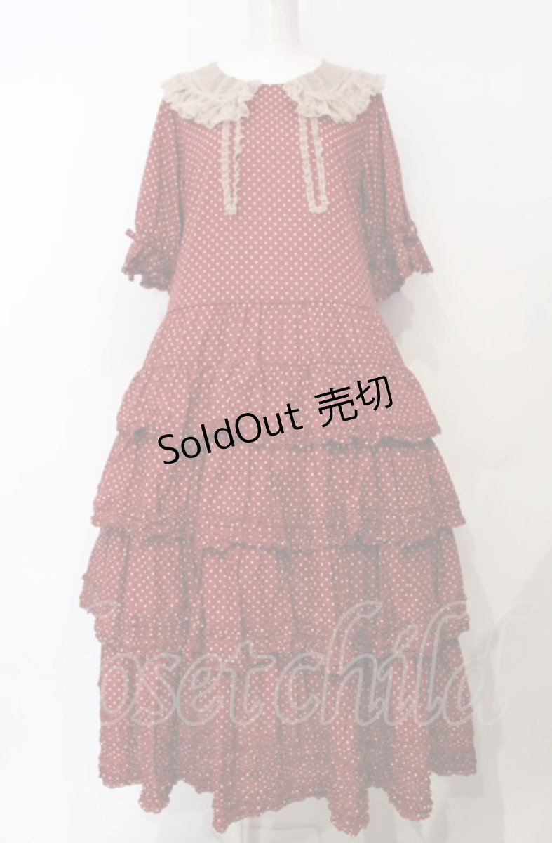 画像1: PINK HOUSE / 襟付き水玉プリントワンピース  アカ O-25-07-24-023-LO-OP-IG-OS (1)