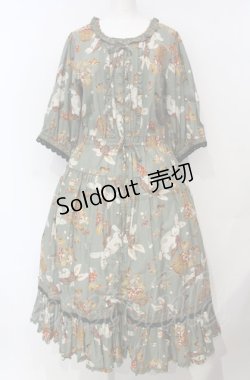画像1: PINK HOUSE / オータムチェリーとうさぎプリントワンピース  グリーン O-25-07-24-024-LO-OP-IG-OS