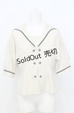 画像1: an another angelus / ダブル釦セーラージャケット  生成り O-25-07-25-032-CA-BL-IG-OS