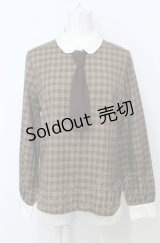 Fi.n.t / プチネクタイ付きチェックシャツ  ブラウン O-25-07-25-034-CA-BL-IG-ZT133