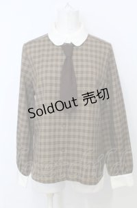 Fi.n.t / プチネクタイ付きチェックシャツ  ブラウン O-25-07-25-034-CA-BL-IG-ZT133